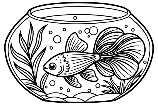 recommend clip art: striking betta fish   aquarium black silhouette illustration,Fish in Fishbowl