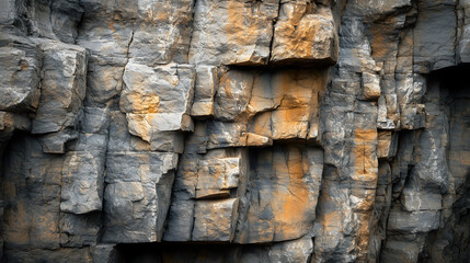 Textured Slate Rock Formation with Natural Patterns and Shadows