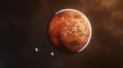 Fototapeta premium A detailed and realistic depiction of the planet Mars in outer space