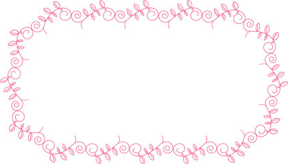 Floral Wreath and Leaves Line Art