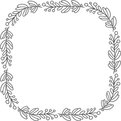 Flowers and Leaves Wedding Line Illustration