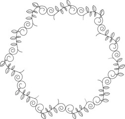 Flowers and Leaves Wedding Line Illustration