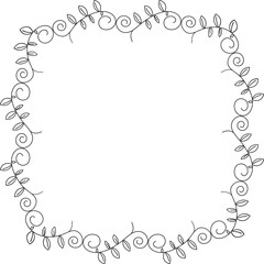 Flowers and Leaves Wedding Line Illustration