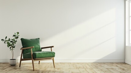 Minimalist Living Room with Green Armchair
