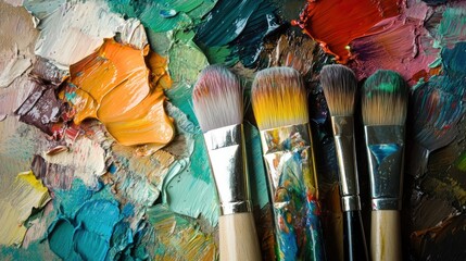 Fototapeta premium Paintbrushes on Palette
