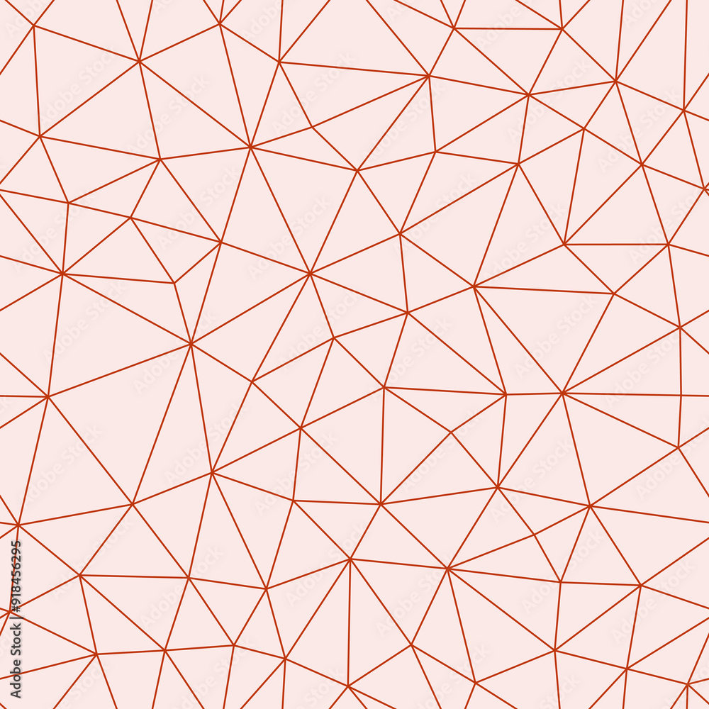 Poster mosaic triangles shapes background. deep orange color. compact triangles size. thin lines weight. re