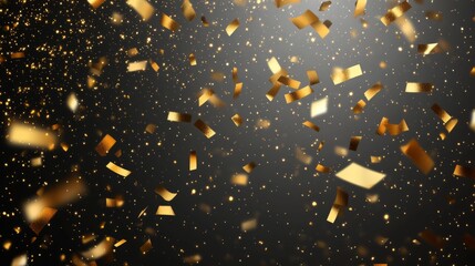 Confetti explosion on transparent background. Pieces of shiny gold paper flying and spreading. rotating ,colorful gold, ,simple design eps 10 --ar 