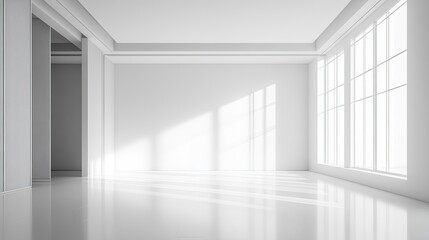 A clean, empty room captured from the front, showcasing its simple architecture and potential for transformation.