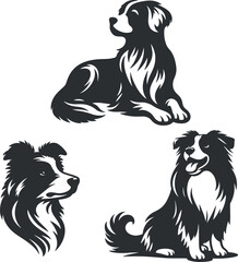 The black and white dog vector illustration
