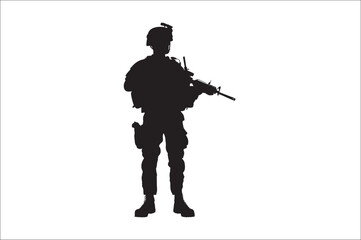 Fototapeta premium Silhouette of Army Soldier, Veteran Soldier vector. 