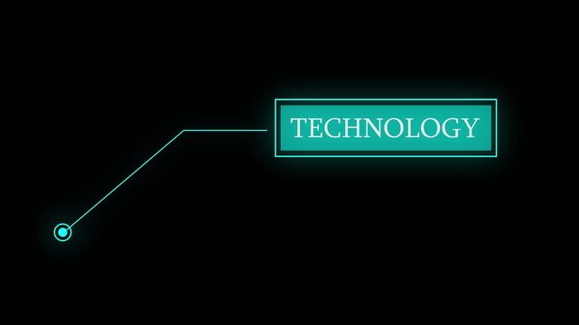 Animation of HUD elements with text Technology. Animate a white callous for text. HUD elements on black background.