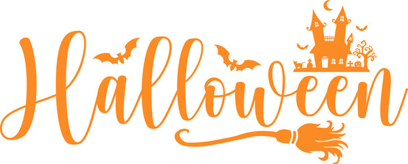 Obraz premium Halloween typography design on plain white transparent isolated background for card, shirt, hoodie, sweatshirt, apparel, card, tag, mug, icon, poster or badge