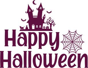 Happy Halloween typography design on plain white transparent isolated background for card, shirt, hoodie, sweatshirt, apparel, card, tag, mug, icon, poster or badge