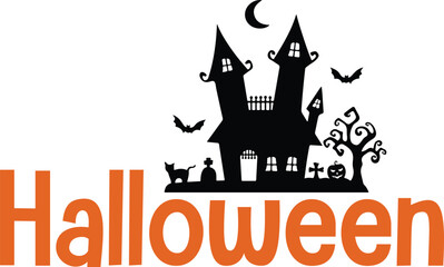 Halloween typography design on plain white transparent isolated background for card, shirt, hoodie, sweatshirt, apparel, card, tag, mug, icon, poster or badge