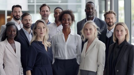 A group of people in suits and ties are smiling for a photo