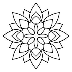 Mandala line art silhouette with white background