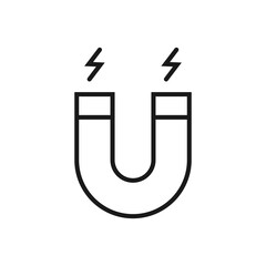 Magnet - line icon, editable stroke. Simple outline symbol. Vector illustration