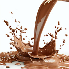Chocolate waterfall falling on a white surface