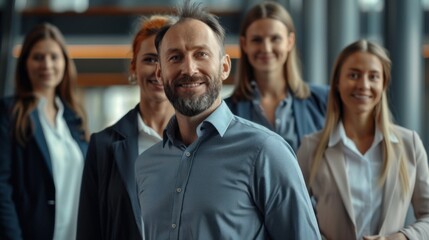 Obraz premium A group of people are smiling and posing for a photo