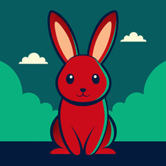 Obraz premium The red Easter chocolate bunny on the dark colorful background