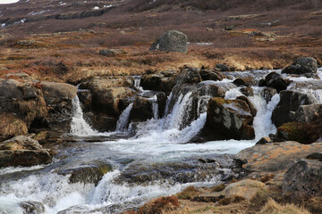 Landschaftsbild Island, Landschaft am Dynjandi Wasserfall