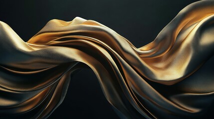 Abstract Swirling Gold Fabric on a Black Background