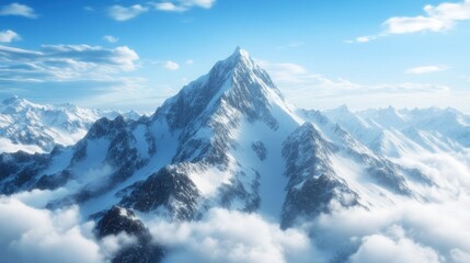 3D Mountain Range with Snow-Capped Peaks Wallpaper