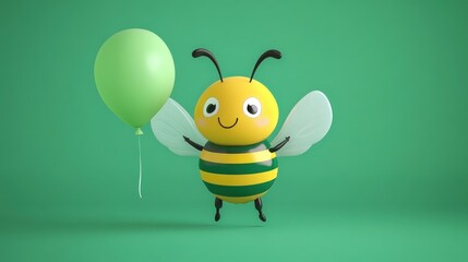 Obraz premium Cute Bee with Balloon