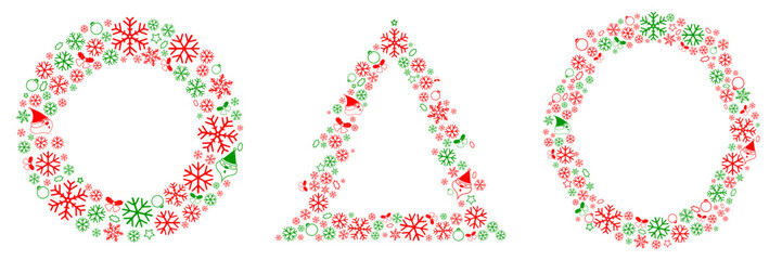 Merry Christmas and Happy New Year frame and border design with snowflakes and blank space for your text