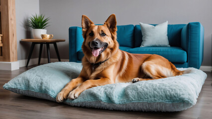 dog sitting on sofa