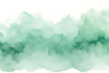 A gradient from pale teal to mint green watercolor on white background, Ai Generated
