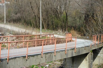 broken railing of the bridge