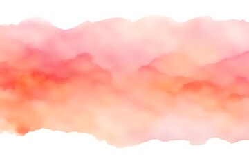 A smooth gradient from soft pink to light orange watercolor on white background, AI Generated