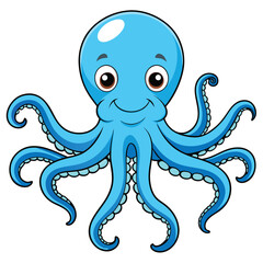 Cute octopuses hand drawn mascot cartoon character