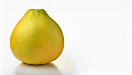 Fresh and Juicy: A single, vibrant pomelo fruit, ripe and ready for consumption, sits on a clean white background. The image captures the fruit's smooth skin and natural beauty, promising a burst of f