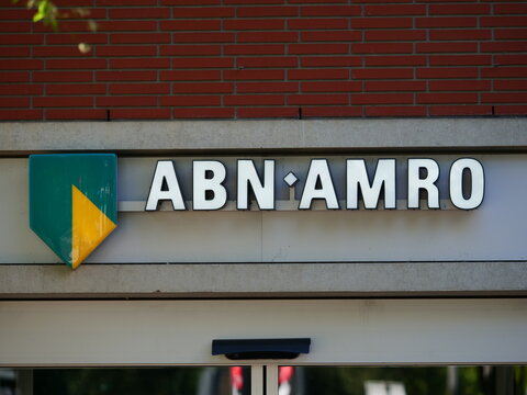 ABN Amro bank sign / logo, Arnhem, Netherlands,  August 11 2024,  picture for company news or quarterly figures