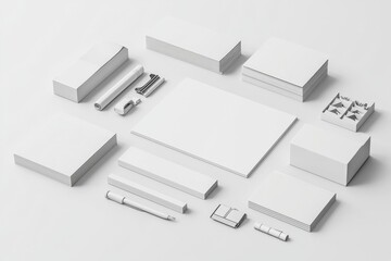 Realistic blank stationery set mockup isolated created with generative ai