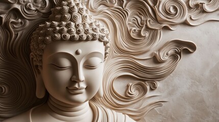 3D Relief of a Serene Buddha Statue Wallpaper