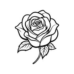  Rose silhouette Icon. Simple Hand Drawn botanical elements. 