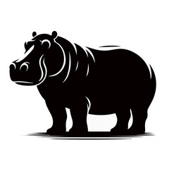 Fototapeta premium hippo silhouette, hippo silhouette on white background