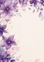 Watercolor floral frame with ample white space