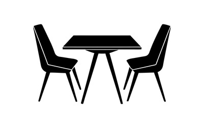Fototapeta premium Modern sleek table with tow chair silhouette illustration