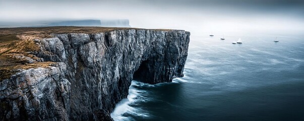 Dramatic, rocky cliffs, crashing waves, rugged, coastal, high quality, seagulls, lighthouse, stormy, wild, panoramic, breathtaking