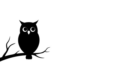 Owl perched on a tree branch silhouette illustration