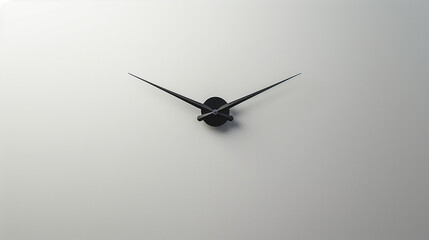 Conceptual wall clock with only black hands for hours and minutes on a blank white background.