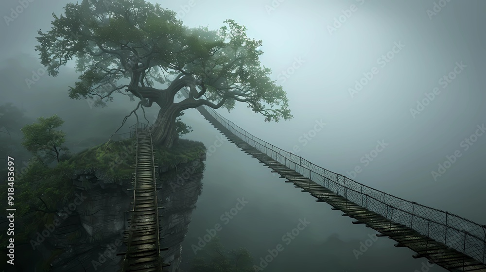 Canvas Prints bridge in fog