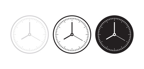 detailed, elegant wall clock interfaces. analog clock set. round analog clocks