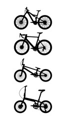 Obraz premium Vector Silhouettes of Various Types of Black Bicycles