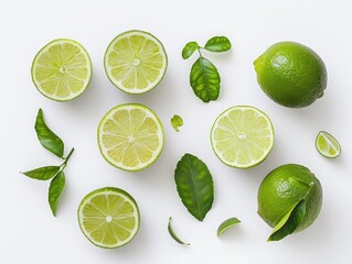 Fresh Lemon on a white background, top view