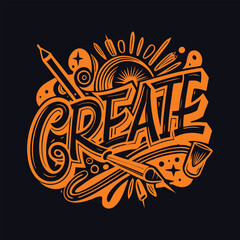 Word Create typography t shirt design 